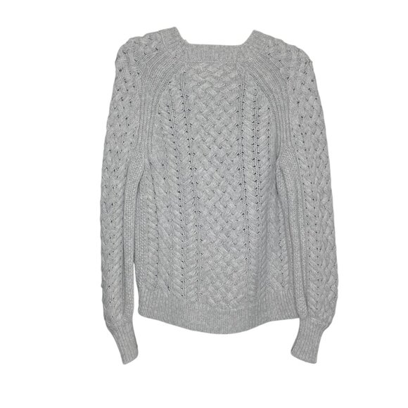 J.Crew XS Gray‎ Sequin Embellished Merino Wool Blend Cable Knit Sweater K4664 - Picture 4 of 6